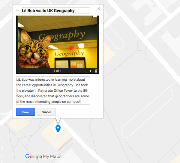 Google MyMaps Add Photo and Narrative